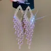 Pendientes de Borla Rectangulares con Forma de Rombo de Circonita y Aguja de Plata, de Moda y Versátiles, Elegantes Pendientes de Botón con un Toque Refinado, de Lujo Ligero y de Alta Gama
