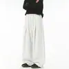 Calça moletom casual nova de corte solto para jovens, calça preta drapeada estilo americano para outono, calça masculina longa plissada de perna larga da moda