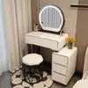 Penteadeira nova de placa de rocha 2026, cor creme para quarto, design mini, moderno e minimalista, com armário de armazenamento integrado