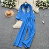 Traje Casual Estilo Europeo y Americano para Mujer en Otoño, Bordado Pesado, Empalme de Malla con Cuentas, Camisa Holgada de Manga Larga, Pantalones de Pierna Ancha de Cintura Alta