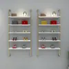 Loja de sapatos sapateira expositor estante vitrine de casamento prateleira multicamadas loja de roupas femininas porta-bolsas madeira maciça montado na parede