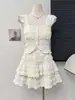 Conjunto de Chaleco y Falda Dulce y Elegante para Mujer, Nuevo Estilo de Verano con Bordes Volantes, Conjunto de Dos Piezas con Falda de Volantes tipo Pastel
