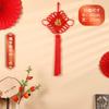 Nudo Chino Tejido a Mano Tamaño Grande y Pequeño Sala de Estar Rojo Nudo de Corazón Doble Nudo Seguro Colgante Decorativo para Pared de Fondo