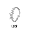 0063 Personalidad de Nicho Estilo Ins Minimalista Gama Alta Versátil Piedra Artificial Plata de Ley S925 Anillo Ajustable para Mujer