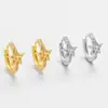 Pendientes de Estrella de Cinco Puntas Vintage de Circonita Nuevos Transfronterizos Europeos y Americanos, Estilo Personalizado de Gama Alta, Clip para Oreja Elegante para Mujer, Pendientes de Lujo