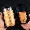 Juego de Té de Viaje Portátil de Liberación Rápida con una Tetera y Cuatro Tazas para Uso al Aire Libre, Presentando una Tetera y Tazas de Arcilla con Segmento Dorado
