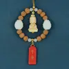 Colgantes para Coche, Buda Guanyin de Boj, Rudraksha de Madera de Durazno, Adornos Colgantes para Coche, Amuletos de Paz, Decoraciones Interiores para Coche al por Mayor