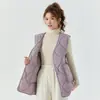 Chaleco de Algodón para Mujer Cálido Extra Grande Engrosado Forrado de Felpa de Longitud Media con Botones de Piel de Cordero Ropa Exterior Casual 2505