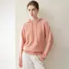 Suéter de cachemira pura para mujer, nueva moda de otoño e invierno, suéter cálido de punto liso casual versátil con capucha