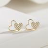 Aretes de Plata Fina S925 Plata Estilo Tiktok Versión Coreana Aretes de Corazón para Mujer De Corazón a Corazón Aretes en Forma de Corazón Dulces Accesorios
