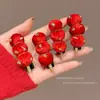 Grampo de Cabelo de Espinheiro Cristalizado Vermelho de Ano Novo para Mulheres, Presilha Lateral para Crianças, Grampo Lateral Versátil, Acessório de Cabelo para Inverno