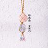 Colgante de bolsa de red con piedra original de amatista natural y cristal rosa, colgante de estrella y luna, tejido a mano para coche, venta al por mayor