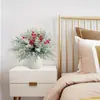 Simulação transfronteiriça plantas verdes pinho de Natal e ramos de cipreste buquê de frutas vermelhas arranjo de flores diy decoração acessórios de flores artificiais ornamentos para casa
