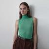 TH ~ ROW Colete de Tricô Feminino Primavera e Outono Novo Slim-fit Versátil Sem Mangas Base Lã Gola Alta