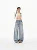 Jeans Anchos Lavados Vintage Azul Claro para Mujer, Primavera y Otoño 2026 Nuevos Pantalones Rectos Curvos de Pierna Ancha de Cintura Baja Sueltos Adelgazantes