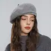 Boina de Lã Estilo Coreano para Mulheres 2026 Novo Outono e Inverno Chapéu de Artista de Alta Qualidade Moda Retrô Chapéu Emagrecedor