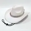 Chapéu de Cowboy Ocidental Amazon Transfronteiriço Estilo Britânico Retro Versátil Diamante Brilhante Aba Larga Estilo Étnico Chapéu de Jazz Feminino