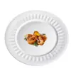 Tigela e Prato de Cerâmica Branca Pura Simples Embossados Utensílios de Mesa Tigela de Jantar Doméstica Tigela para Macarrão Tigela para Sopa Prato para Frango Frito Prato para Bife Prato de Café da Manhã