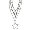 Collar con colgante de estrella de viento frío apilado, collar de cuentas redondas de estrella de cinco puntas simple transfronterizo europeo y americano, collar con personalidad dulce y fresca
