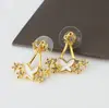 Brincos de orelha compactos da moda coreana, brincos pendurados na parte traseira com laço de flor e diamantes, atacado