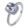 Desejo Hot Selling Multicolor Color Treasure Ring Europeu e Americano Comércio Exterior Clássico Quadrado Anel de Noivado com Diamante Banhado a Prata 925 Joias para as Mãos
