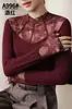 Camiseta Base de Encaje Dorada Jiaxuan 996 Nuevo Top de una Sola Pieza para Otoño e Invierno, Estilo Fino Versátil de Manga Larga para Usar en Capas o Solo
