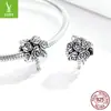 Plata Ziyun original sosteniendo flor S925 cuentas de plata romántica boda DIY pulsera accesorios con cuentas SCC1566