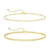 Aliexpress Comercio Exterior Tobillera de Perlas de Imitación de Doble Capa Moda Clásico Estilo Retro Exquisita Suave Elegante Cadena para el Tobillo para Mujeres