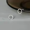 Pendientes de Círculo Completo de Diamante de Plata Pura S999 para Mujer, Pendientes Geométricos de Circonita Exquisitos y Simples, Diseño de Nicho, Pendientes de Gama Alta