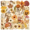 50 peças de adesivos transparentes de plantas secas, estilo floresta vintage PET flor seca à prova d'água adesivos DIY para notebook