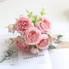 Atacado de ponto de venda decoração de casa simulação flor artificial pequeno buquê de rosas layout de casamento simulação 5 rosas persas