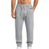 Calças Casuais Masculinas Europeias e Americanas Outono e Inverno Pesadas Cor Sólida Jacquard Roupa Esportiva Simples Versátil Soltas de Perna Reta Longas