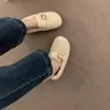 Zapatos para mujer talla grande 40-43, zapatos peludos con tacón, mocasines cálidos y de moda para invierno, mocasines de algodón antideslizantes tipo slip-on de moda 42