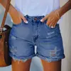 Pantalones Rectos Rasgados de Moda Callejera Transfronterizos Europeos y Americanos para Mujer Shorts de Mezclilla de Pierna Ancha