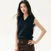 Chaleco de Cachemir con Cuello en V sin Mangas Tejido para Mujer 2026 Otoño e Invierno Chaleco de Cachemir Holgado para Superponer