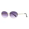 Nuevas Gafas de Sol de Moda Europeas y Americanas con Borde Cortado Ovalado para Mujer, Gafas de Sol Antiv UV de Moda, Montura Sin Marco de Cabeza de Leopardo de Gama Alta