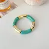 Pulseira Flexível de Resina com Emendas Criativa da Moda Popular Europeia e Americana Versátil Pulseira Cuff de Tubo Curvo com Contas Acessórios Femininos