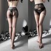 Susheng Lencería Sexy Medias Traje de Mujer Transparente Sexy Tentación Medias Abiertas Uniforme Combinación de Ropa de Red W