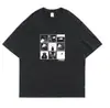 2025 Camiseta de Manga Corta de Pintura Artística Europea y Americana con Letras en Inglés para Hombre y Mujer Verano Nuevo Cuello Redondo Ancho