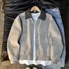 Chaqueta Simple Patchwork con Solapa de Calle para Hombre Otoño de Alta Gama Fresca Pícara Hombro Estándar Cortavientos Chaqueta Corta de Béisbol