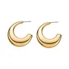 Pendientes de Acero con Aguja Europea y Americana Transfronterizos, Forma de C, Superficie Lisa, Pendientes Huecos de Moda y Simples, Pendientes Exagerados de Lujo Ligero para Mujer