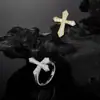 Anel de Cruz Totalmente de Moissanita Masculino Punk Hip-Hop Personalidade Versátil Moda Masculina Nicho Luxo Leve Anel de Ponta