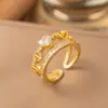 Anel de Zircônia Micro-Pavimentado para Dedo Indicador Feminino, Anel de Dedo Indicador de Luxo Leve da Moda para Mulheres com Abertura Ajustável