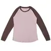 Ovelha Perdida Patchwork de Lã Merino Manga Longa Camiseta de Secagem Rápida Manga Raglan Feminina Camiseta de Secagem Rápida de Lã Merino