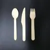 Cuchillo, Tenedor y Cuchara Desechables de Madera Set de Cubiertos de Madera Cuchara para Helado Cuchara para Postre Empaque Individual Cuchara de Madera para Llevar Vajilla Ecológica