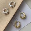 Pendientes de cuerpo entero de plata de ley 925 con diseño de nicho francés, con hebilla de oreja, estilo industrial pesado europeo y americano, con forma de bolso de cuerno, para mujer, con aretes irregulares
