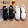Sapatos de treinamento alemães de sola grossa forrados de lã feminina 2023 Novos sapatos casuais outono/inverno femininos Sapatos brancos femininos para todos os jogos Sapatos de algodão