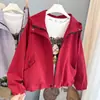 Chamarra cortavientos para mujer 2026 otoño nuevo estilo coreano holgada adelgazante con capucha de color caramelo chaqueta casual moderna