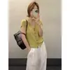 Item Mais VendidoCardigã de Tricô com Manga Curta, Textura Vazada, para Mulheres, Verão 2026, Estilo Coreano, Peça Versátil 61095