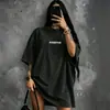 Camiseta de Algodão Puro Manga Curta Feminina Verão Novo Retrô Americano Desgastado Lavado Estilo Preguiçoso Solta Versátil Top Estampado